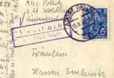 08626 Wohlbach, Posthilfsstellenstempel, o 15.8.1957 auf AK