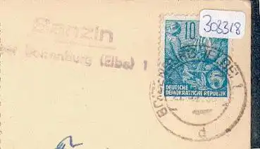 19260 Banzin über Boizenburg Posthilfsstellenstempel o 21.05.1956 auf Osterkarte