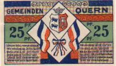 24972 Quern Städtenotgeld Wert 25 Pfennige Wappen 1921