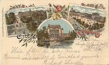 Leipzig Gruss aus ..., Farblitho o 10.2.1905