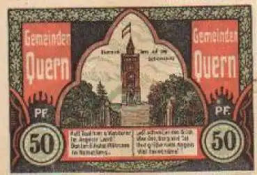 24972 Quern Städtenotgeld 50 Pfennige Bismarckturm 1921