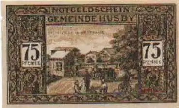 24975 Husby Städtenotgeld 75 Pfennige Passrevision an der Strasse 1921