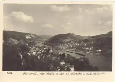 01829 Wehlen mit Rauenstein Elbdampfer  o 15.7.1955 Hahn-Foto 8561