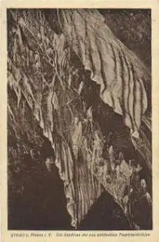 08548 Syrau Gardinen der neu entdeckten Tropfsteinhöhle Grotte * ca. 1920