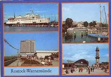 Warnemünde Rostock Leuchtturm Fährschiff  o ca. 1979