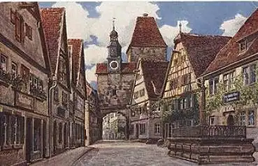 91541 Rothenburg Rödergasse mit Markusturm Künstlerkarte WIRO Nr. 2372 gebr. 15.7.1921