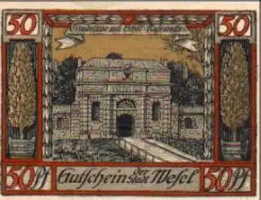 46460 Wesel Städtenotgeld 50 Pfennig Zitadelltor mit Schillkasematte 1921