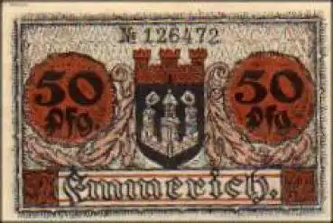 46468 Emmerich Städtenotgeld Wert 50 Pfennige 1918