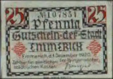46468 Emmerich Städtenotgeld Wert 25 Pfennige 1920