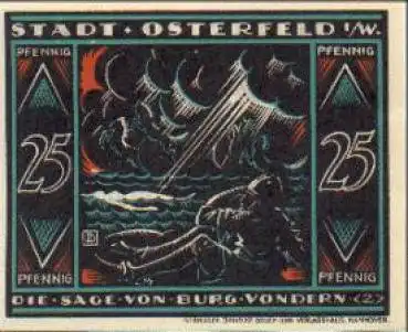 46100 Osterfeld Städtenotgeld Sage von Burg von der Dern Wert 25 Pfennig, Nr. 2, 1921