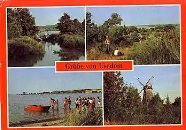 17406 Usedom Mehrbildkarte mit Windmühle o 1988