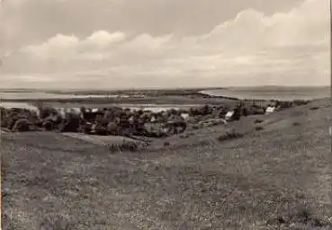 18565 Insel Hiddensee, Blick vom Dornbusch auf Kloster, Vitte, Neuendorf, o 19.7.1968