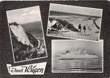 18454 Rügen Mehrbildkarte DDR-Großfähre Saßnitz o um 1964