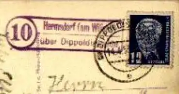01768 Hermsdorf Landpoststempel Posthilfsstellenstempel o 14.4.1953 auf AK Mitzschbaude bei Kreischa