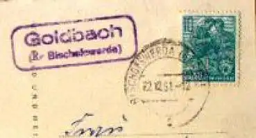 01877 Goldbach Kreis Bischofswerda Landpoststempel auf Künstlerkarte S Hauffe o 22.12.1961