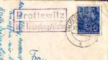 04895 Brottewitz Landpoststempel Posthilfsstellenstempel o 2.12. ca.1957 auf AK
