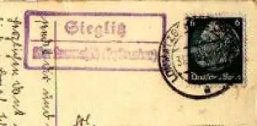 01665 Sieglitz Landpoststempel o 31.12.1933 auf Neujahrskarte