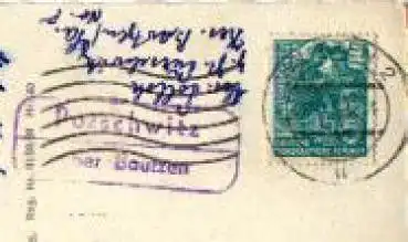 02627 Porschwitz Landpoststempel Posthilfsstellenstempel o 20.8.1960 auf AK Bautuem. Blick vom Spreeufer,