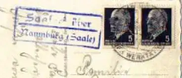 06628 Saaleck Landpoststempel Posthilfsstellenstempel o ca. 1962 auf AK Rudelsburg