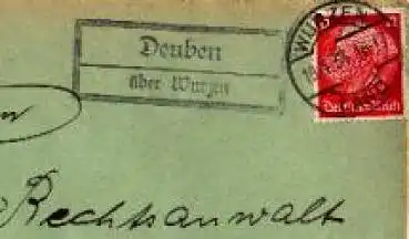 04808 Deuben Landpoststempel Posthilfsstellenstempel o 19.4.1934 auf Umschlag