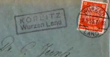 04808 Körlitz Landpoststempel Posthilfsstellenstempel o 2.5.1933 auf Umschlag