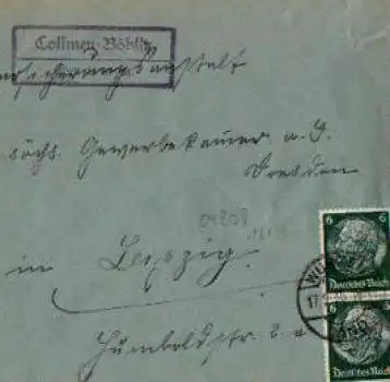 04808 Collmen-Böhlitz Landpoststempel o 17.2.1935 auf Umschlag