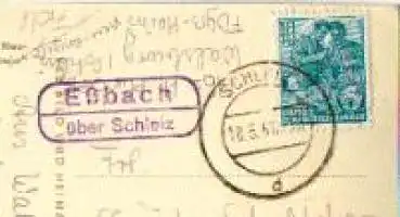 07924 Ziegenrück Jugendherberge "Theo Neubauer" Landpoststempel Eßbach über Schleiz o 18.5.1957