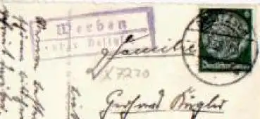 04509 Werben Landpoststempel Posthilfsstellenstempel o 1.7.1938 auf AK Delitzsch