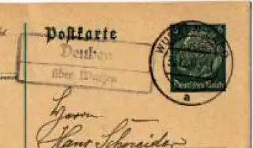 04828 Deuben Landpoststempel Bennewitz o 30.12.1937 auf Ganzsache