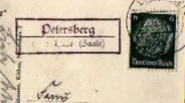 06193 Petersberg, Landpoststempel, Posthilfsstellenstempel, o 22.6.1936 auf AK