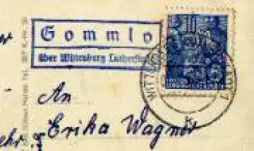 06901 Gommlo Landpoststempel o ca. 1957 auf AK Wörlitzer Park