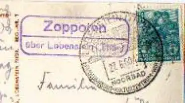 07368 Zoppoten Landpoststempel Posthilfsstellenstempel o 27.6.1960 auf AK Stausee der Bleioloch-Saaletalsperre