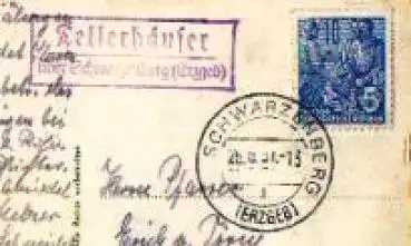 08355 Tellerhäuser über Schwarzenberg (Erzgeb) Landpoststempel auf AK o 26.6.1957