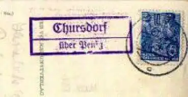 07580 Thursdorf Landpoststempel o 1957 auf AK Schloß Rochsburg mit Hängebrücke