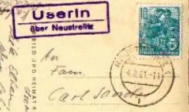17237 Userin über Neustrelitz Landpoststempel auf AK Glambecker See o 4.8.1961