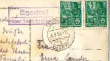 15755 Egsdorf Landpoststempel Posthilfsstellenstempel o 4.8.1958 auf AK Am Teupitz-See, Wusterhausen, Rother 