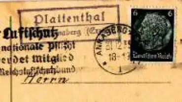 09456 Plattenthal, Landpoststempel, Posthilfsstellenstempel, o 31.12.1935 auf AK