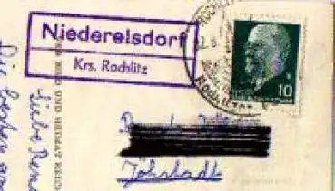 09306 Niederelsdorf, Landpoststempel, Posthilfsstellenstempel, o 02.08. ca. 1959 auf AK