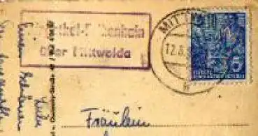 09648 Falkenhain über Mittweida Landpoststempel auf AK Zschopau Talsperre o 23.7.1952