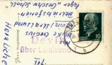 18439 Devin Landpoststempel o 1962 auf AK Stralsund