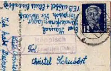 07368 Röppisch Landpoststempel o 1952 auf AK Stausee der Bleiloch-Saaletalsperre 