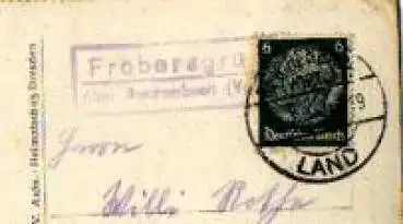 08548 Fröbersgrün Landpoststempel o 7.8.1938 auf AK Syrau Drachenhöhle