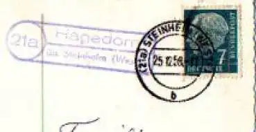 32839 Hagedorn Landpoststempel Posthilfsstellenstempel o 25.12.1958