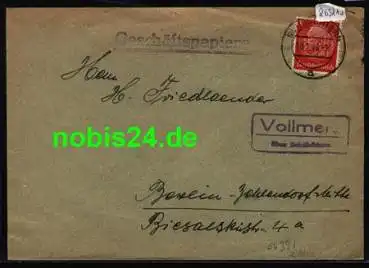 36381 Vollmerz Landpoststempel o 10.1.1940 auf Umschlag