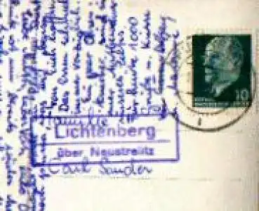 17259 Lichtenberg, Landpoststempel, Posthilfsstellenstempel, o ca. 1962