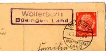 63654 Wolferborn Landpoststempel o 1.1.1934 auf Neujahrskarte 