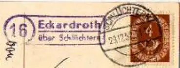 63625 Eckardroth Landpoststempel o 29.12.1952 auf Neujahrskarte Schornsteinfeger