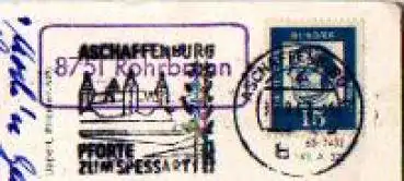 63700 Rohrbrunn Landpoststempel Posthilfsstellenstempel o 2.8.1963 auf Ak Spessart