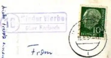 34497 Nieder Werbe, Landpoststempel, Posthilfsstellenstempel o 15.5.1957