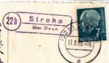 54558 Strohn, Landpoststempel, Posthilfsstellenstempel o 17.8.1959